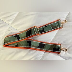 Mersi Camouflage Guitar Strap with Orange/Silver Trim
